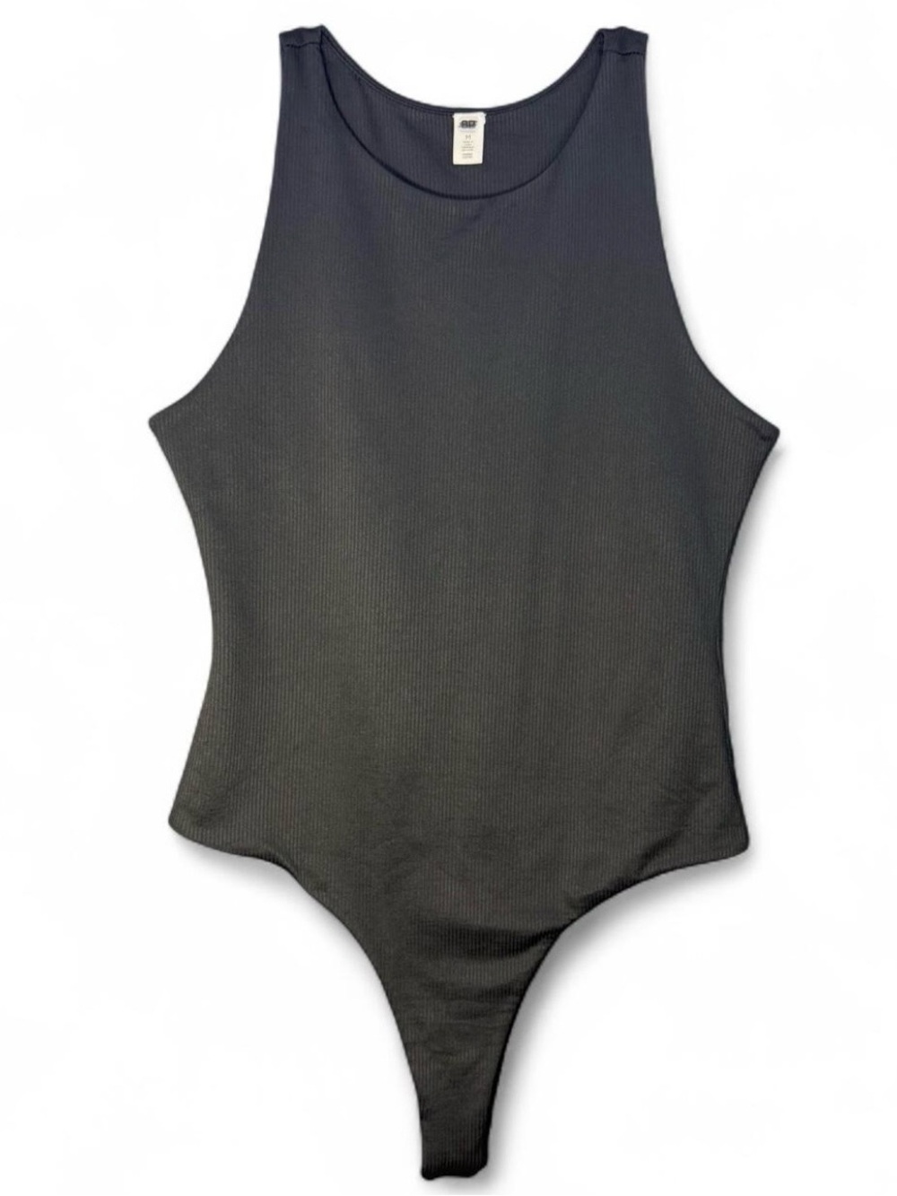 BP. Black Fine Ribbed High-Neck Sleeveless Bodysuit Size M